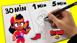 Desenhando a LENDÁRIA MEG em 1 MIN, 5 MIN e 30 MIN!! BRAWL STARS