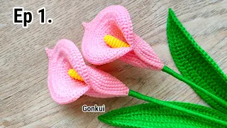 💗 Ep1.Petals | Crochet Calla Lily Pink flower | Crochet Flower Bouquet #crochetflower #crochetplant