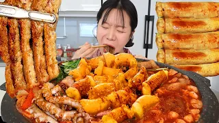 spicy hot pot mukbang with seafood and Daechang korean food REAL MUKBANG