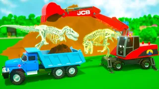 Excavator & Super Fire Truck   Finding Dinosaur Bones | Wheel City Heroes (WCH) Police Truck Cartoon