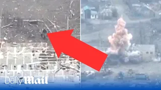 Russian troops followed into an abandoned building and get blasted by Ukraine artillery