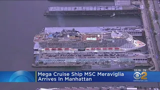 Mega Cruise Ship MSC Meraviglia Arrives In Manhattan