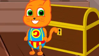 Cats Family in English - Superhero Chest Cartoon for Kids