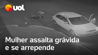 Mulher assalta grávida em Goiás, se arrepende e devolve celular e carteira para a polícia