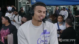 Rolando "Rolly" Romero speaks after getting pushed off the stage at weigh-in | Davis vs Tank