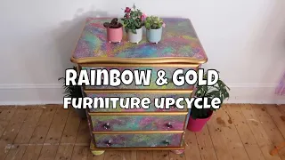 RAINBOW and GOLD Furniture UPCYCLE / MoggyBoxCraft