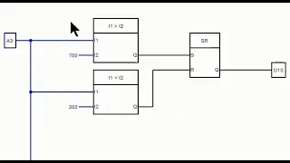 Wokwi&FLProg. Триггеры и компаратор. Гистерезис для выхода.