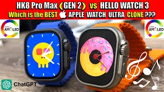 HK8 Pro Max GEN 2 vs HELLO WATCH 3 - APPLE Watch ULTRA Clone Comparison