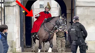 King's Horse Decides To SHOW OFF the Riders Skills - Police Keeps Public Safe from Spooked Horse