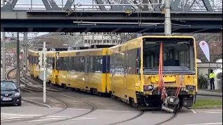 Verunfallte Stadtbahn 3307/3308 wird von 4193/4194 abgeschleppt (Stadtbahn Stuttgart)