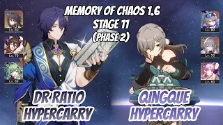 Dr. Ratio Hypercarry & Qingque Hypercarry Memory of Chaos Stage 11 (3 Stars) | Honkai Star Rail