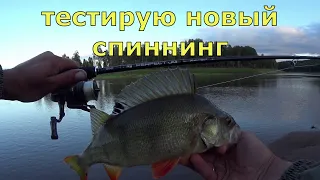 Тестирую новый спиннинг CF Perfect Jig . Окунь на каждом забросе, мы его нашли.