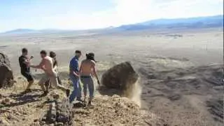 Giant Boulder Pushed Off Cliff