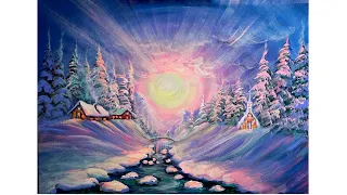 How To Paint A Winter Landscape / Acrylic Painting Tutorial/ Step By Step