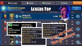 Diamond League Top | 500 Million Coins Increase with Amazing Win Streak | 8 Ball Pool Lover..