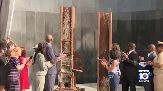 Beams from Twin Towers unveiled as 9/11 memorial in Miramar