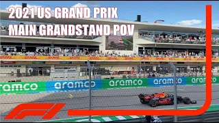 2021 United States Grand Prix | Qualifying | Main Grandstand View | Crowd Cheers for Verstappen