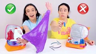 DESAFIO MUITO VS POUCO DE CLEAR SLIME ★ Troca de Lancheiras de Ingredientes com a Mamãe Fabi