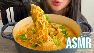 ASMR HOT CHEESY TTEOKBOKKI SPICY NOODLES  MUKBANG| (Satisfying Noodle Slurping Sounds)