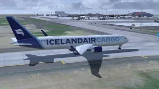 Landing B767-300F in Keflavik airport (BIKF) in X-plane 11