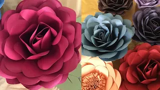 Large Paper Rose Flower Tutorial for Beginners | FREE Template & Measurements/Cut W CRICUT