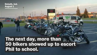 50 bikers escort a bullied 6th-grader to school