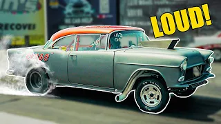 Insanely Loud 1955 Chevy Gasser - Drag Strip Madness! | Antique Nationals