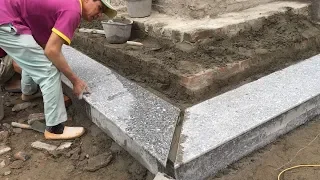 Install Stone Granite on Porch Steps | Techniques Edge Processing For Granite | Construction Plans