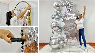 How to make a Balloon Arch and install it on a Panel with Shimmer 🎉Balloon Garland On Backdrop🎉