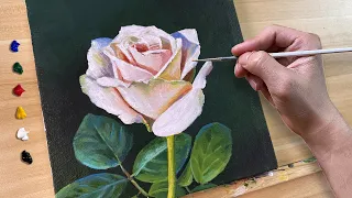Acrylic Painting White Rose / Correa Art