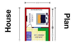 Popular House Plan 15 X 40 / 600 SQ.FT / 67 SQ.YDS / 56 SQ.M / 67 GAJ Ghar Ka Naksha (S NO 1745)