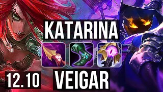 KATARINA vs VEIGAR (MID) | 18/1/6, Quadra, Legendary, 600+ games, 1.1M mastery | EUW Diamond | 12.10