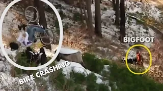 Bigfoot / Sasquatch caught on video during bike crash in Crestline