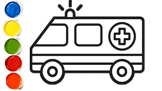 Ambulance Drawing, Painting & Coloring for kids and toddlers | Ambulance drawing for kids