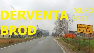 Derventa - Brod, Posavina, main road M14.1, driving by car, March 2024