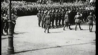 GERMANY: DEFENCE  German Soldiers march  past President  Hindenburg (1928)