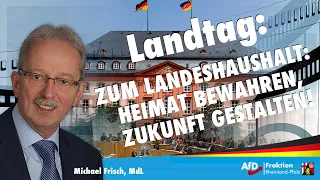Michael Frisch (AfD) zum Landeshaushalt: Heimat bewahren, Zukunft gestalten!