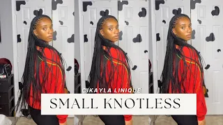 DOING SMALL KNOTLESS BRAIDS ON MYSELF + whole process // not a tutorial