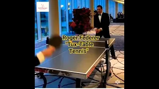 The G.O.A.T. Roger Federer looking sharp playing Table Tennis in a Tuxedo! #amazing #rogerfederer