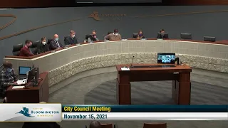 November 15, 2021 Bloomington City Council Meeting