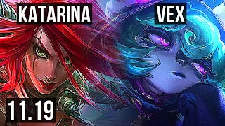 KATARINA vs VEX (MID) | 7/1/3, 800+ games, 1.3M mastery | KR Diamond | v11.19