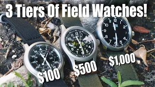 3 Tiers Of Field Watches! ($100, $500, And $1,000) Also, I've Officially Been On YouTube For 1 Year!