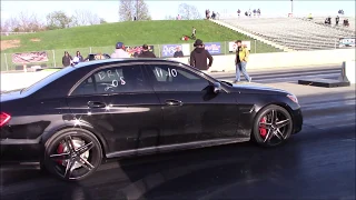 Mercedes E63 AMG vs Charger Hellcat & S10 - 1/4 Mile