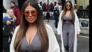 Love Island's Anna Vakili displays her cleavage in plunging grey top as she steps out in London... a