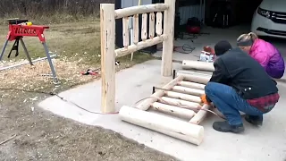 making a log bed headboard and footboard part 1/2