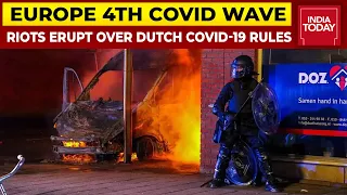 Violent Riots Erupt In Holland Over COVID-19 Curbs, Mob Sets Car On Fire, Throw Stones At Cops