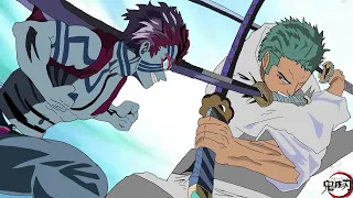 If Zoro was in demon slayer | Zoro saves rengoku | Zoro vs akaza