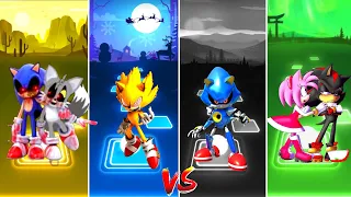 Sonic Tails Exe vs FleetWay Super Sonic vs Metal Sonic vs Amy Shadow | Tiles Hop EDM Rush