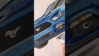 New Ford Mustang Handdrawing✨ #drawing #mustang #ford #blue #cars