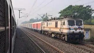 High Speed Crossing With MGR Chennai Central-Santragachi AC SF Express Hauled By Santragachi WAP7